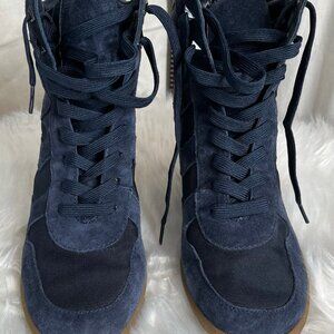 Sam Edelman Platform Sneakers, Navy, Suede, Size 9